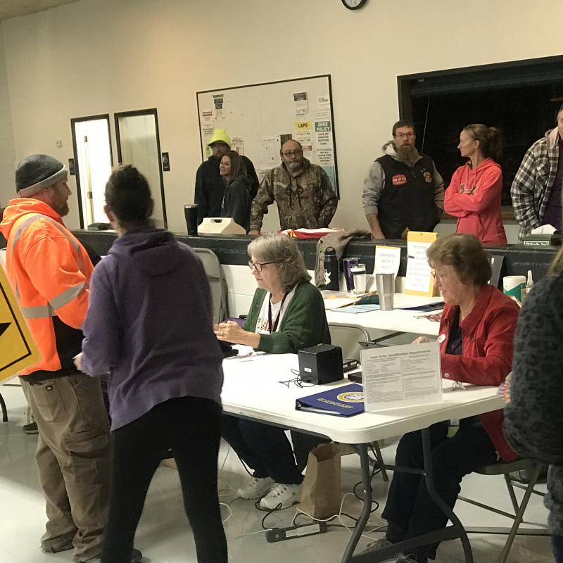 Just a portion of the voters in Vinton on Tuesday night, patiently waiting to vote